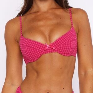 White Fox Boutique Pink Checkered Bikini Top